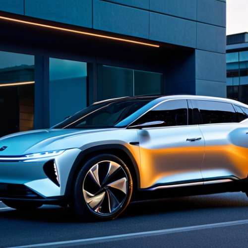 Home 6 A professional individual, fully clothed in a modest business suit, stands admiring a sleek, futuristic Geely Geometry electric vehicle on a modern urban street at dusk. The car's exterior showcases fluid, aerodynamic lines and a sculptural body, with distinctive LED headlights and taillights that emit a unique, glowing signature. The hidden door handles are subtly integrated, emphasizing its cutting-edge design. The scene highlights the car's captivating presence and professional aesthetic. Professional photography, cinematic lighting, sharp focus, vibrant colors, safe for work, appropriate content, fully clothed, professional dress, perfect anatomy, correct proportions, natural pose, well-formed hands, proper finger count, natural body proportions.